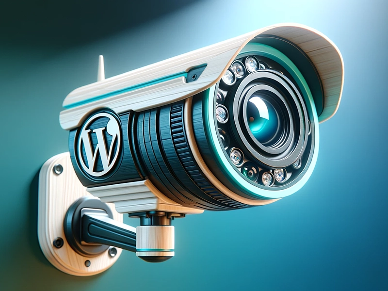 CCTV kamera ilustruje sigurnost WordPress CMS-a
